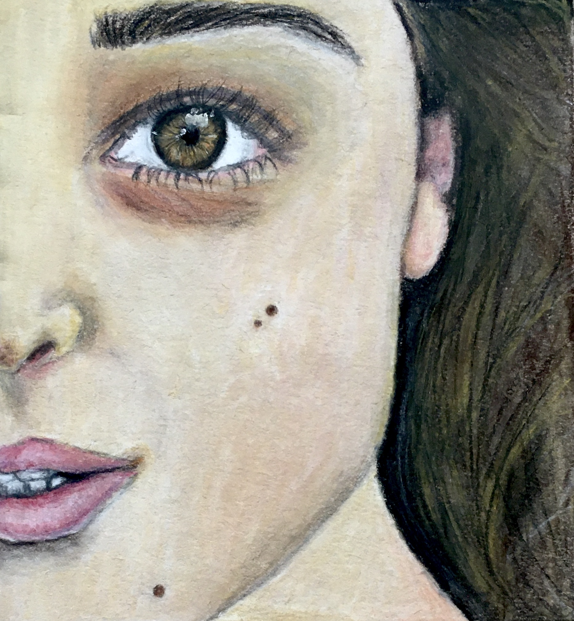 drawing of half a womans face close up